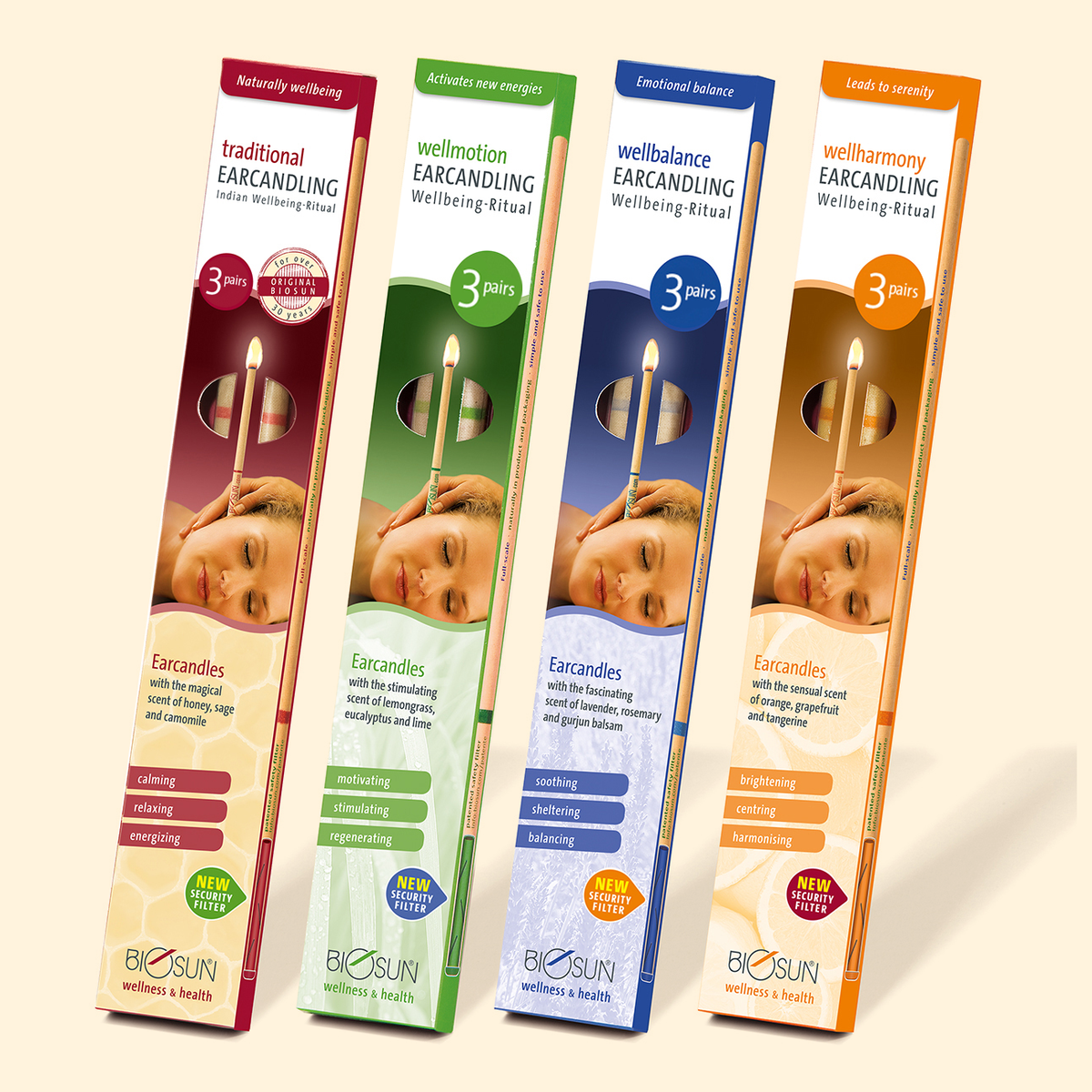Biosun Traditional & Aroma Ear Candles Variety Pack (4 pairs) Biosun